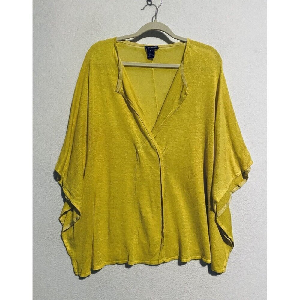 Elliot Lauren Sweater Womens Medium Bright Yellow Linen Oversized Boxy Boho